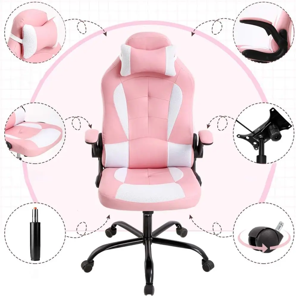 Gaming Chair Office Chair Desk Chair With Lumbar Support Flip Up Arms ...