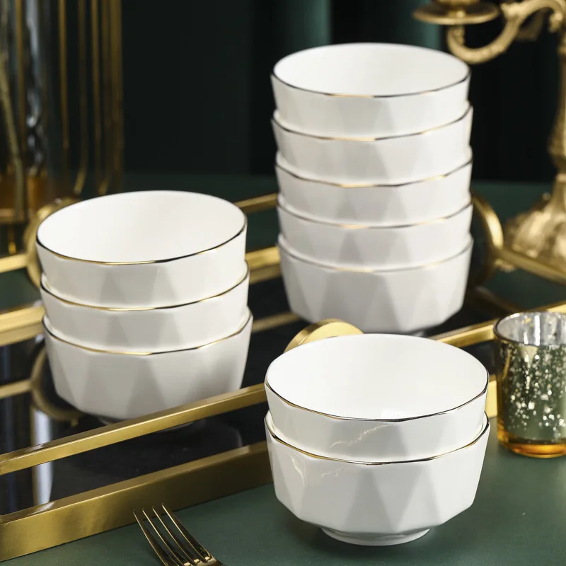 Gold Rim Bone China Porcelain Dinner Plate Dinnerware Sets Wholesale
