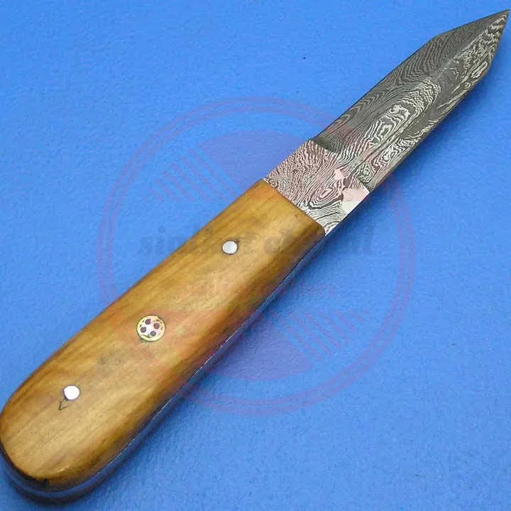 Wooden Handle Oyster Shucking Knife Damascus Steel Seafood Opener Oyster Shucking Knives With