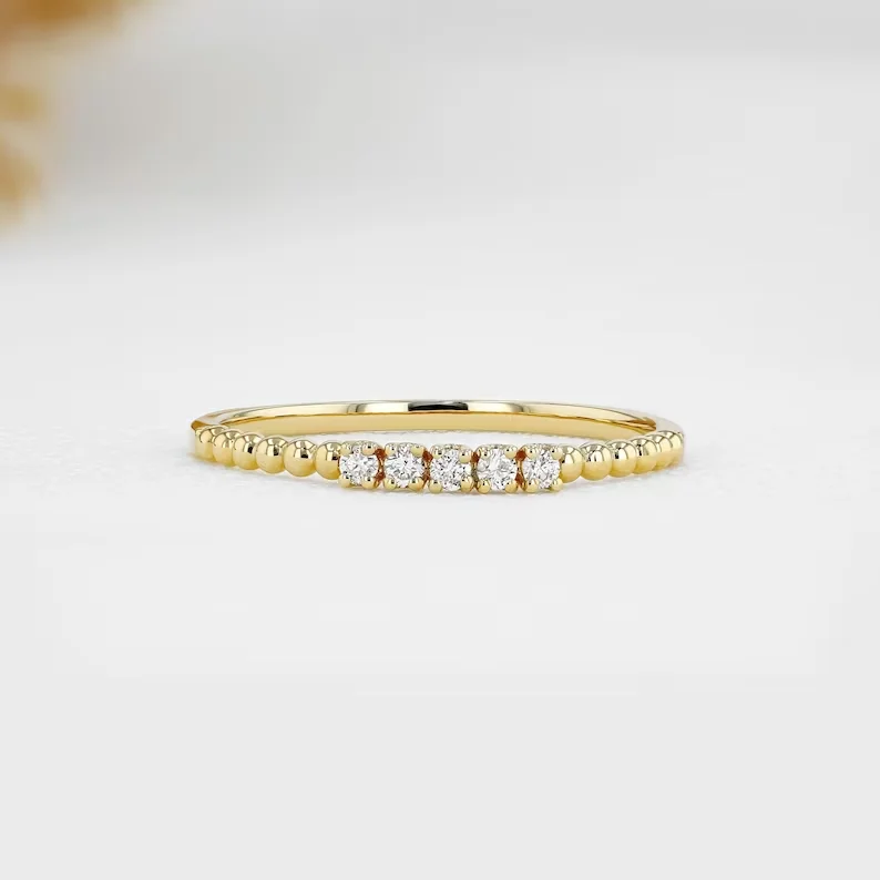 14K 18K Solid Gold Thin Band 1mm Plain Wedding Engagement Ring