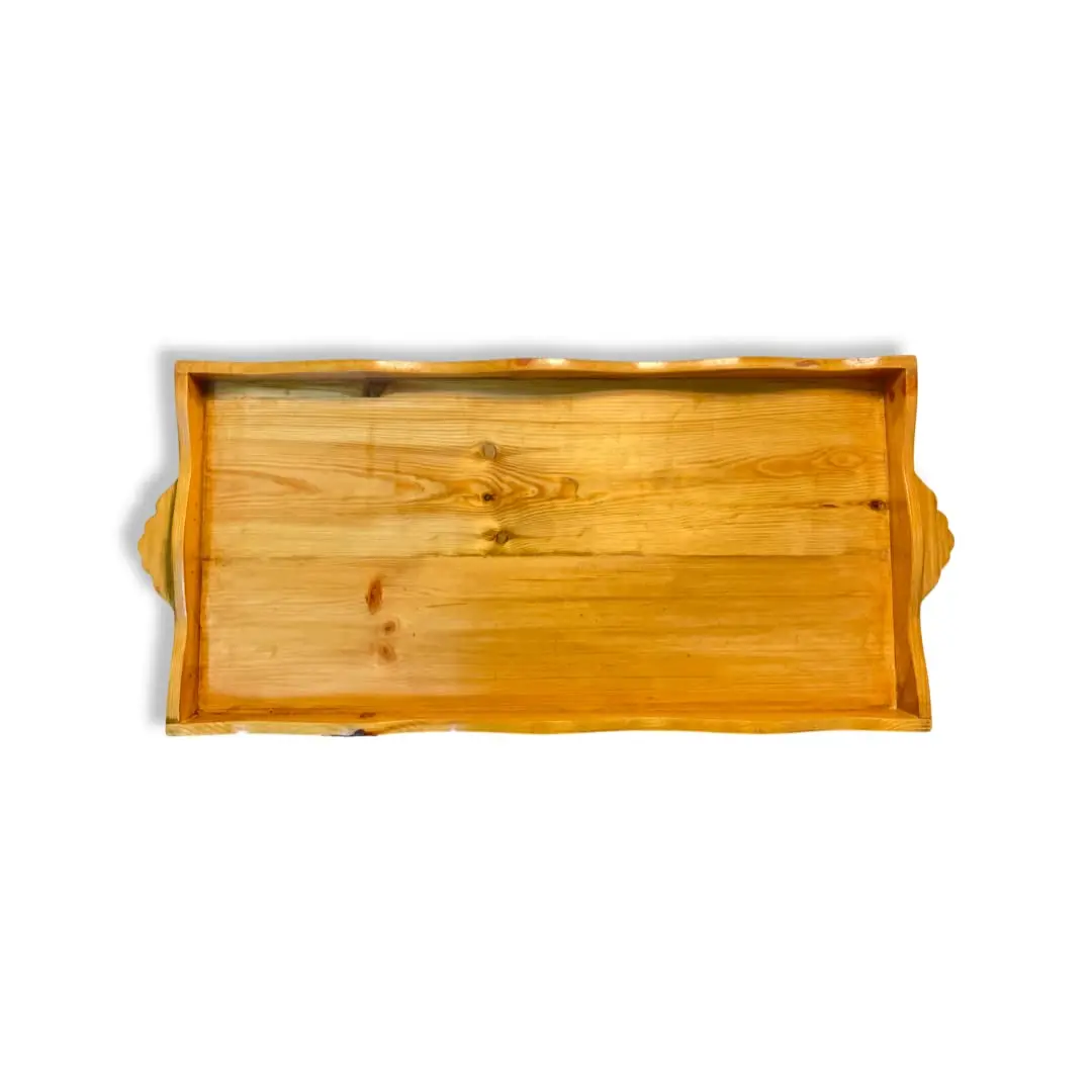 Oval Tray With Wood Beads Inlay Border Mango Wood Serving Tray Serving