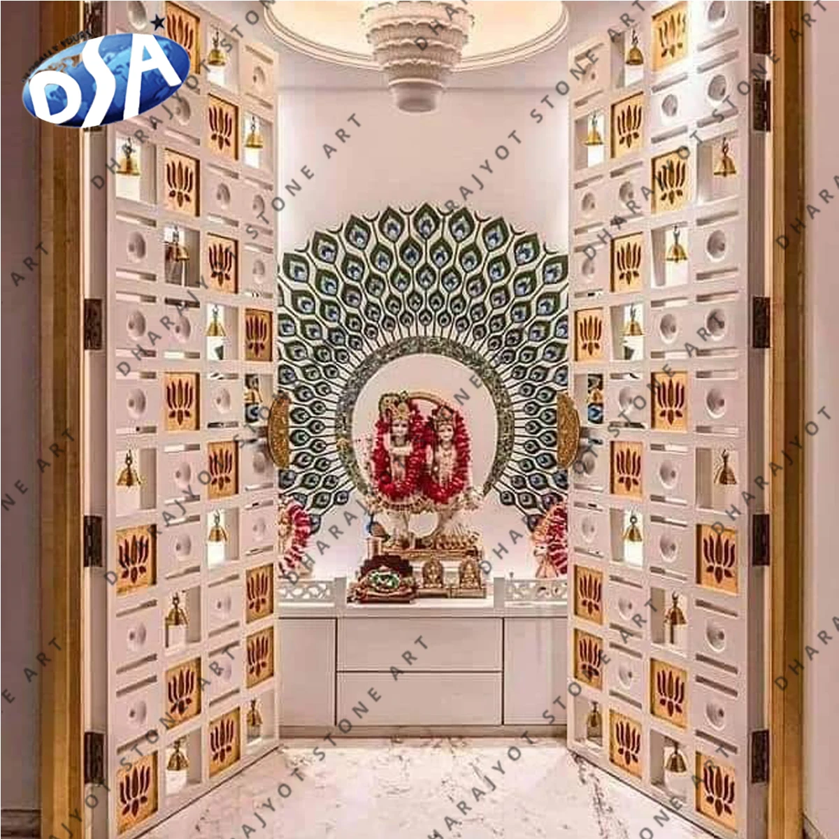 Inlay Work Radha Krishna Temple Ideal For Home Decoration Available In