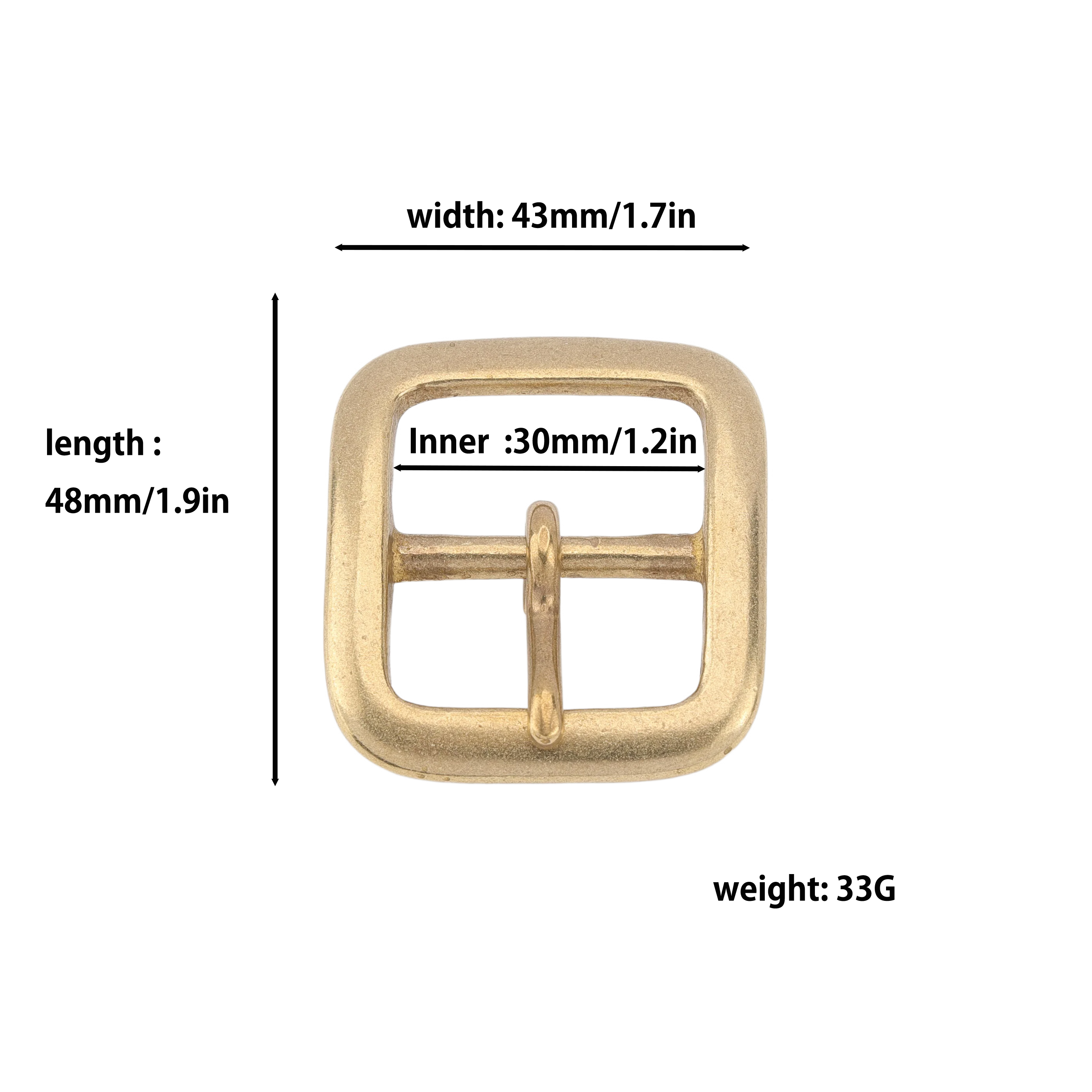 Made In Japan Solid Brass 30mm Belt Buckles Replacement Metal Casting Buckle Square Pin Buckle