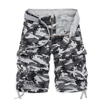 Pantalon court Cargo d'été personnalisé pour hommes, en coton, multi-poches, décontracté, à la mode, 105_voghion.com