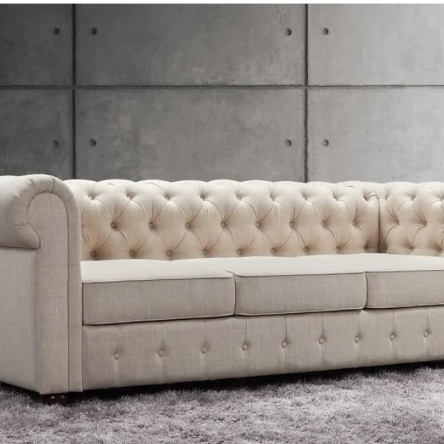 Solid Wood Sofa With Fabric And Comfortable Cushion Modern Minimalist