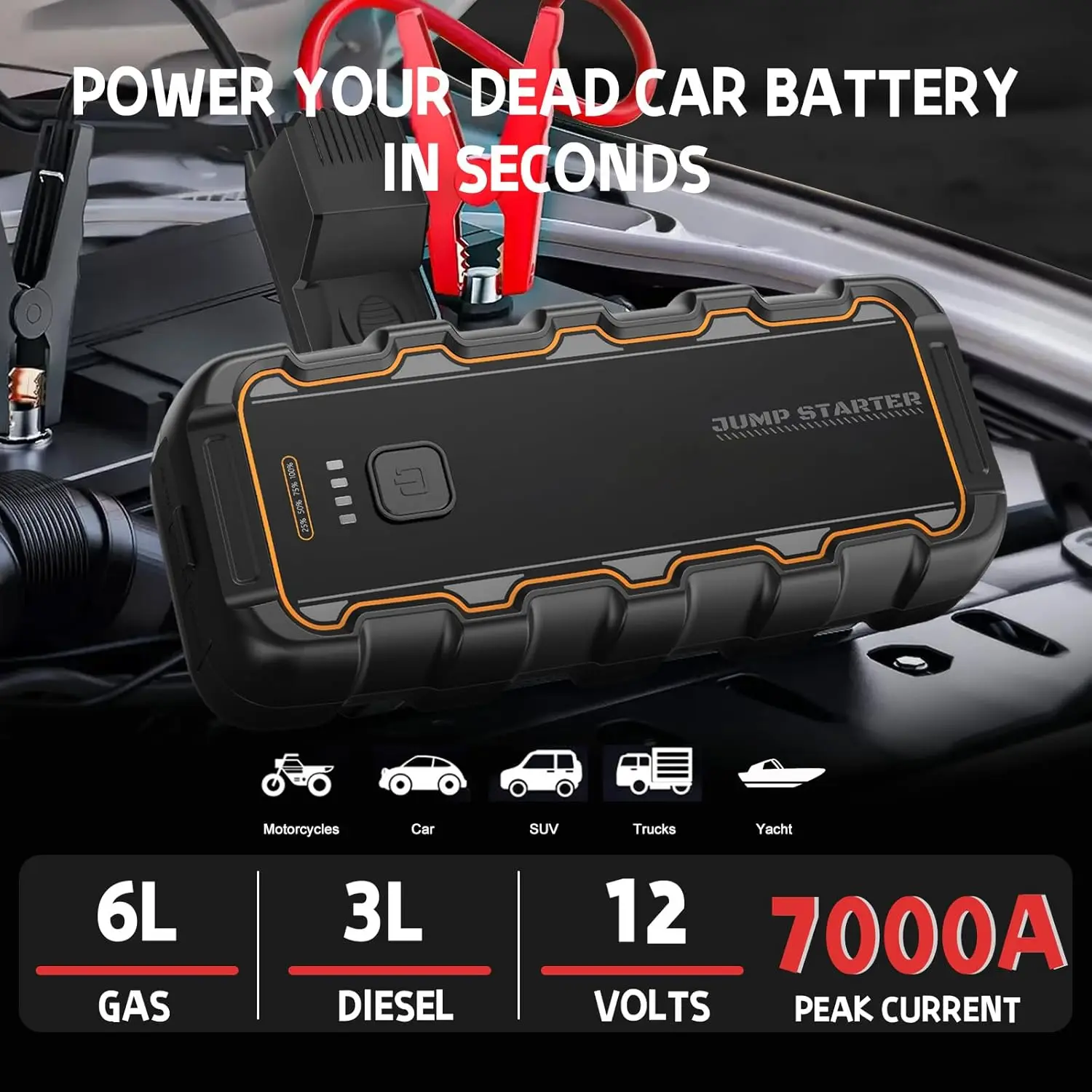 Booster batterie 7000A démarrage rapide moteur essence diesel