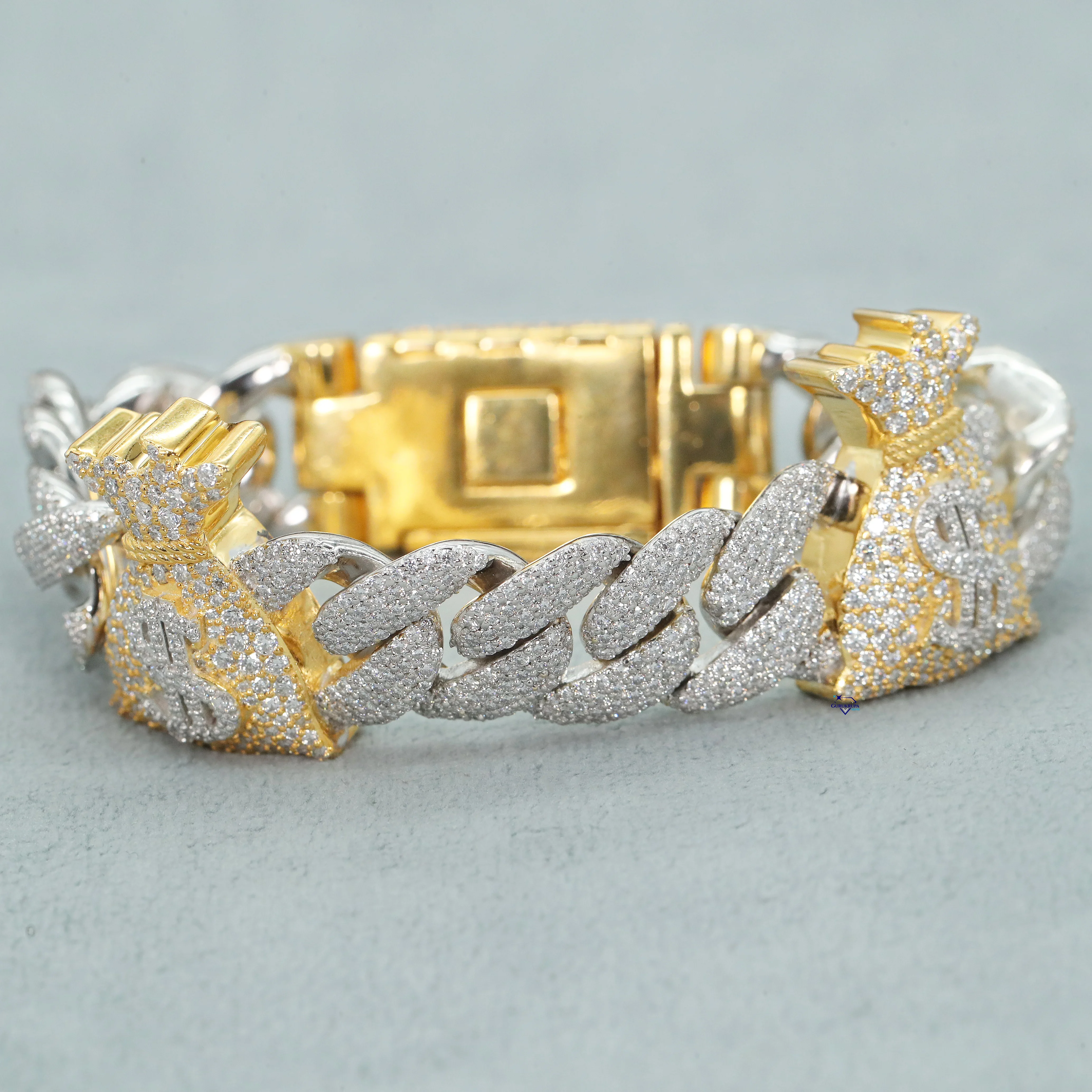 Classic Cuban Link Bracelet Custom Fine Jewelry 14kt Yellow Gold Lab Made Hip Hop Diamond Mens