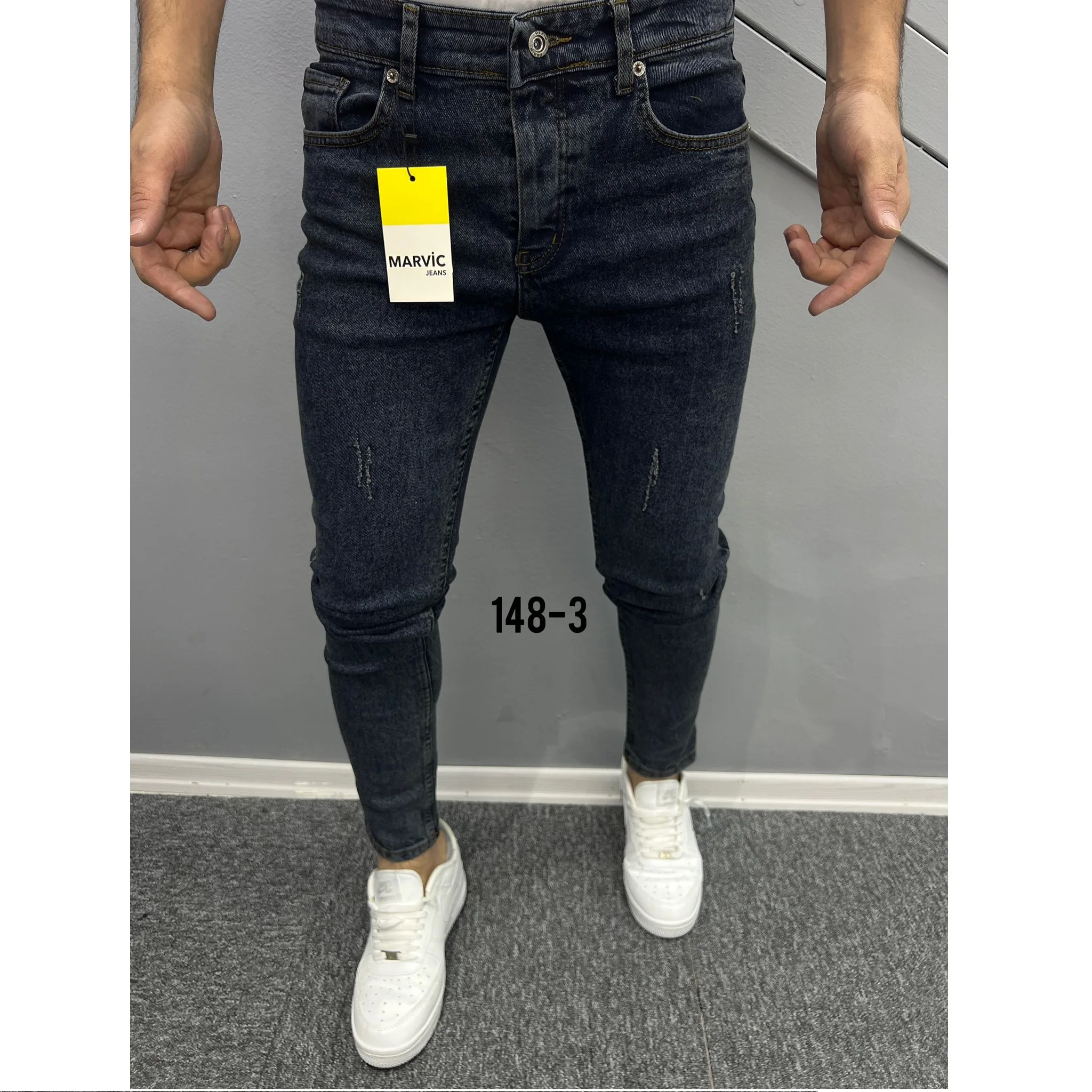 Premium Quality Stacked Jeans Men Skinny Distressed Vintage Custom Pantalones Denim Patchwork