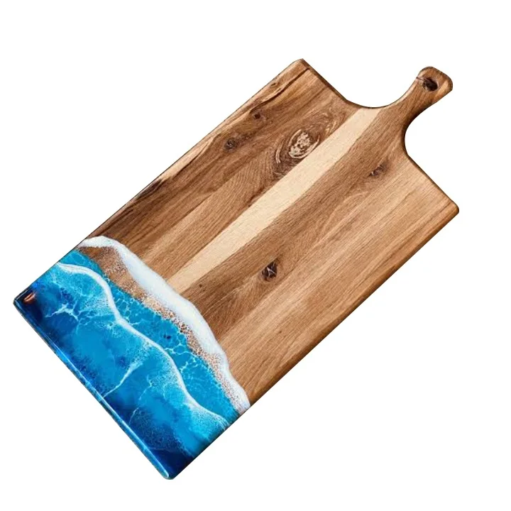 Two Tone Finished Kitchen Catering Usage Cheese Cutting Board Elegant Design Wooden Chopping