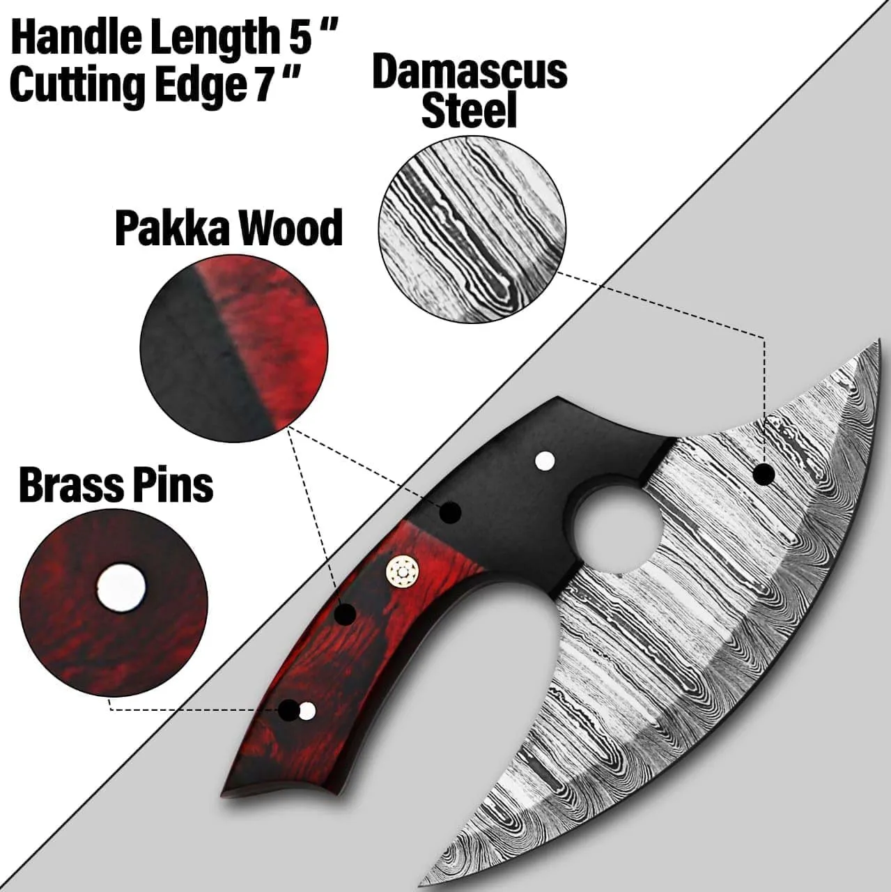 Damascus Ulu Knife With Leather Sheath\premium Quality Ulu Kitchen