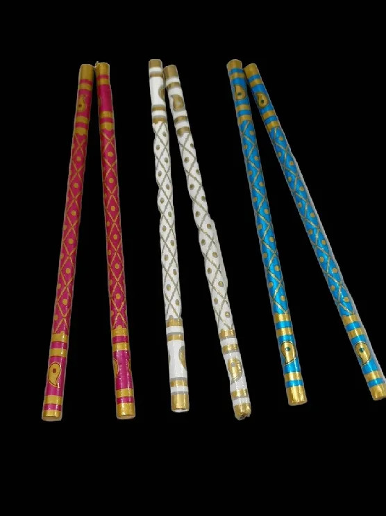 Two Pair Beautiful Handmade Traditional Wooden Navratri Dandiya Stick ...