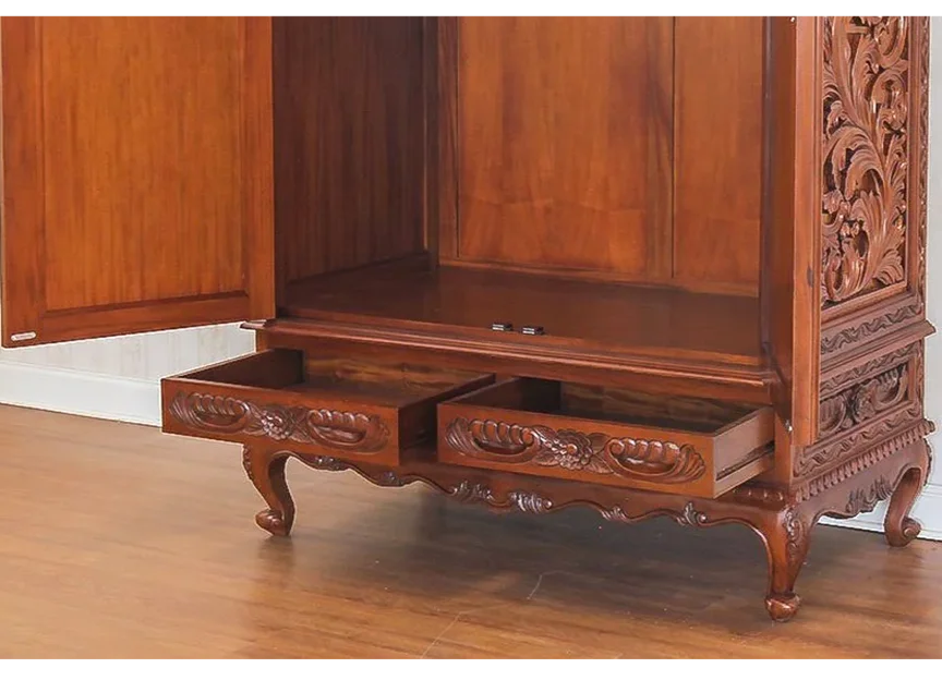 Aarsun Wooden Antique Hand Carved Almirah In Teak Wood With High Quality Finish Made By