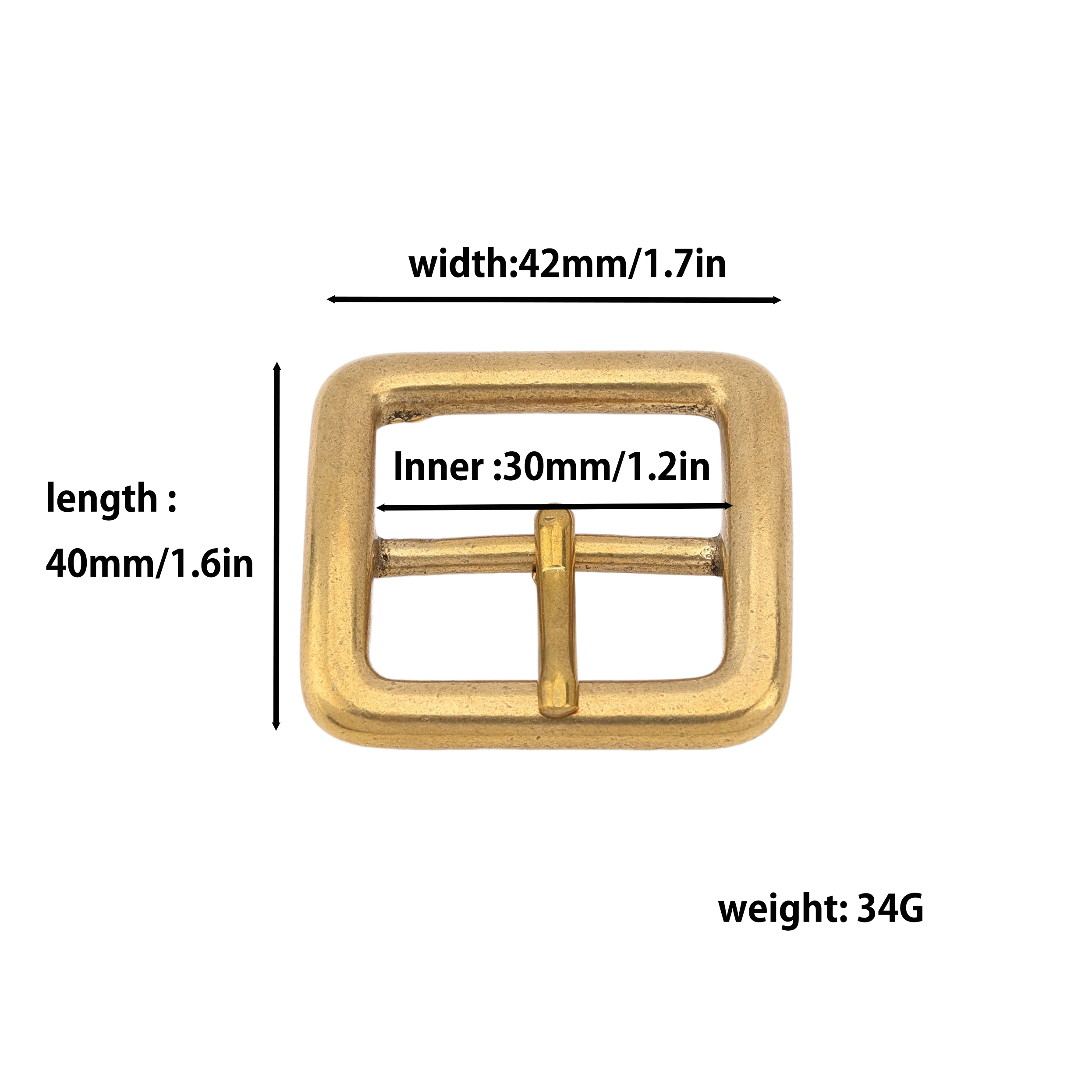 Made In Japan Solid Brass 30mm Belt Buckles Replacement Casting Buckle Square Pin Buckle For