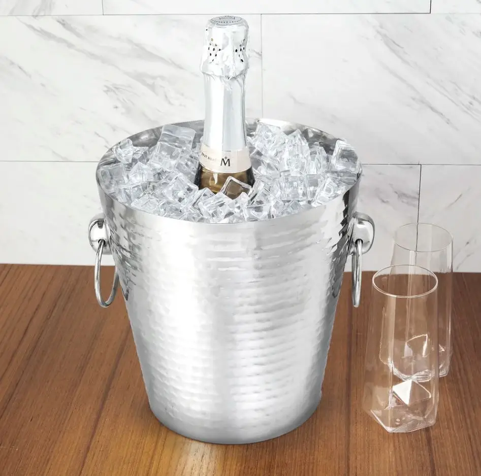 Hammered Metal Ice Bucket Wine Beer Bottle Cooler Storage Bucket Home Bar Restaurant Wedding