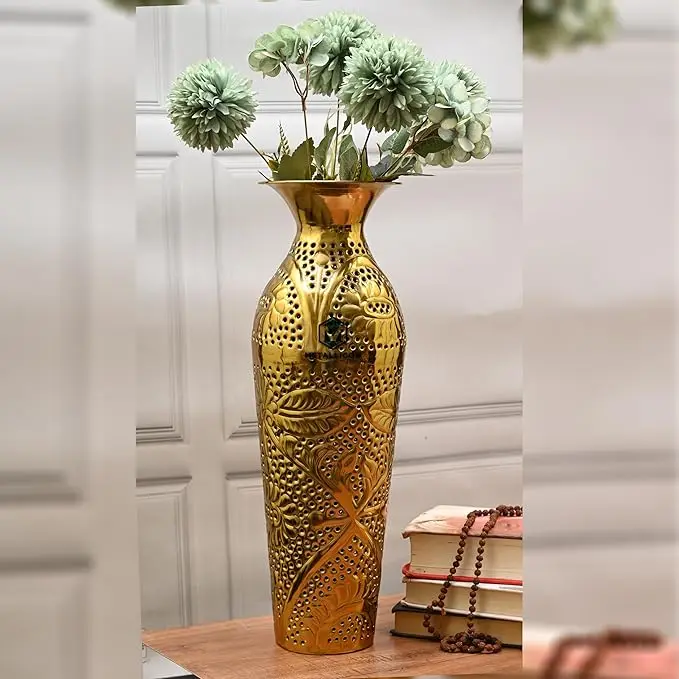 Gold Rust Vase Handmade Brass Coastal Style Tabletop Vase Eco-Friendly Rust Resistant ...