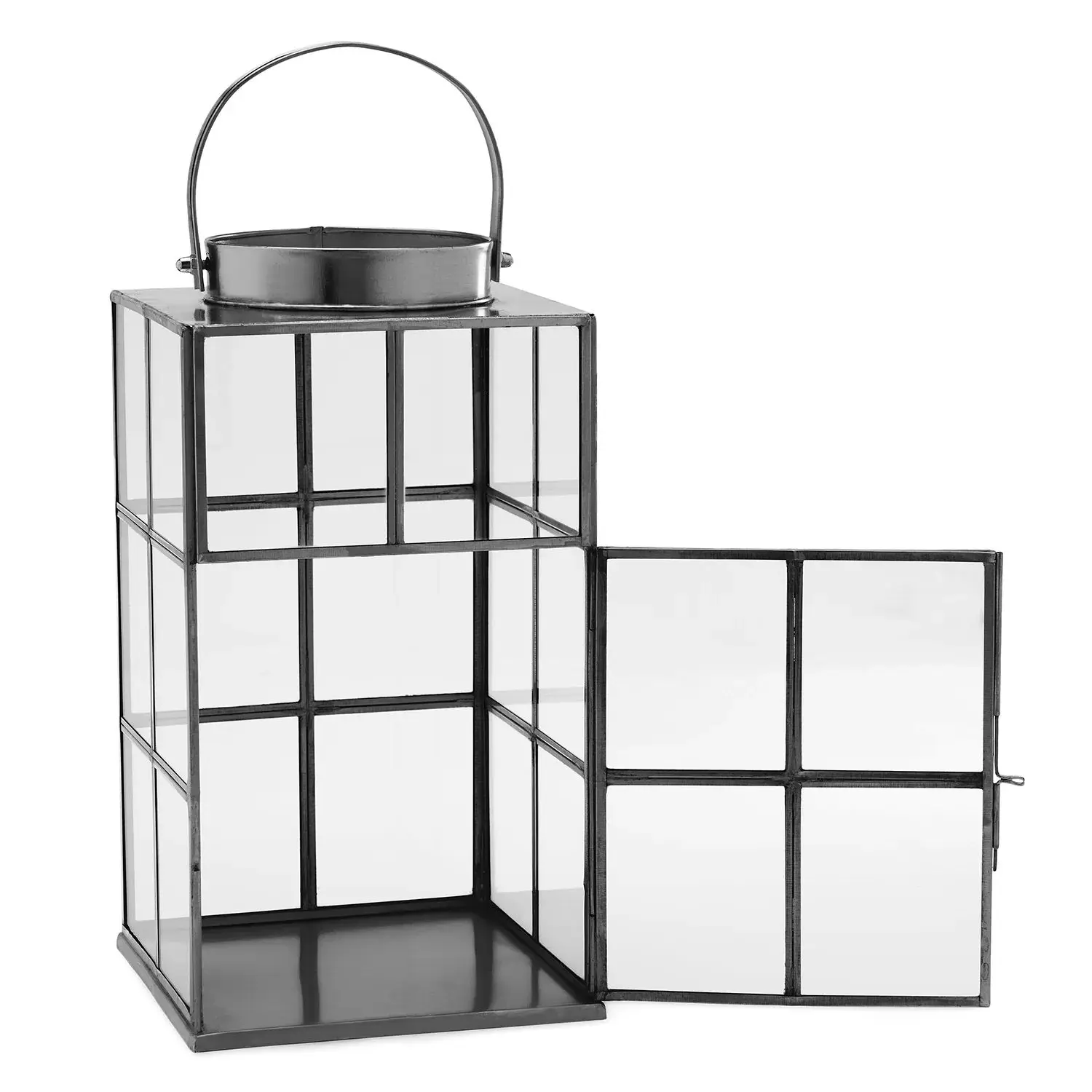 Classic Design Candle Lantern Iron & Glass Candle Holder Matt Black
