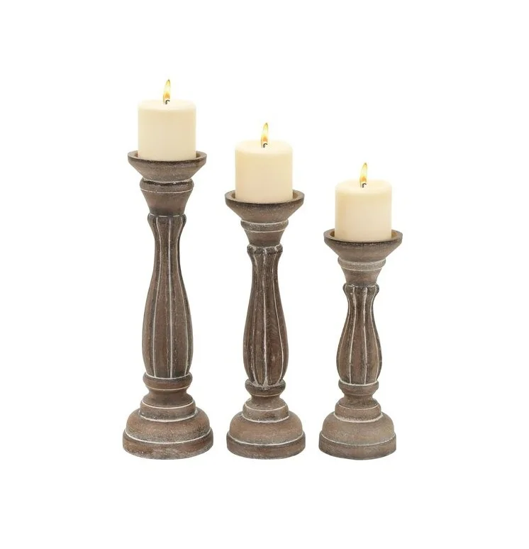 Dark Polished Design Wooden Candle Holder Manufacturer Custom Hand ...