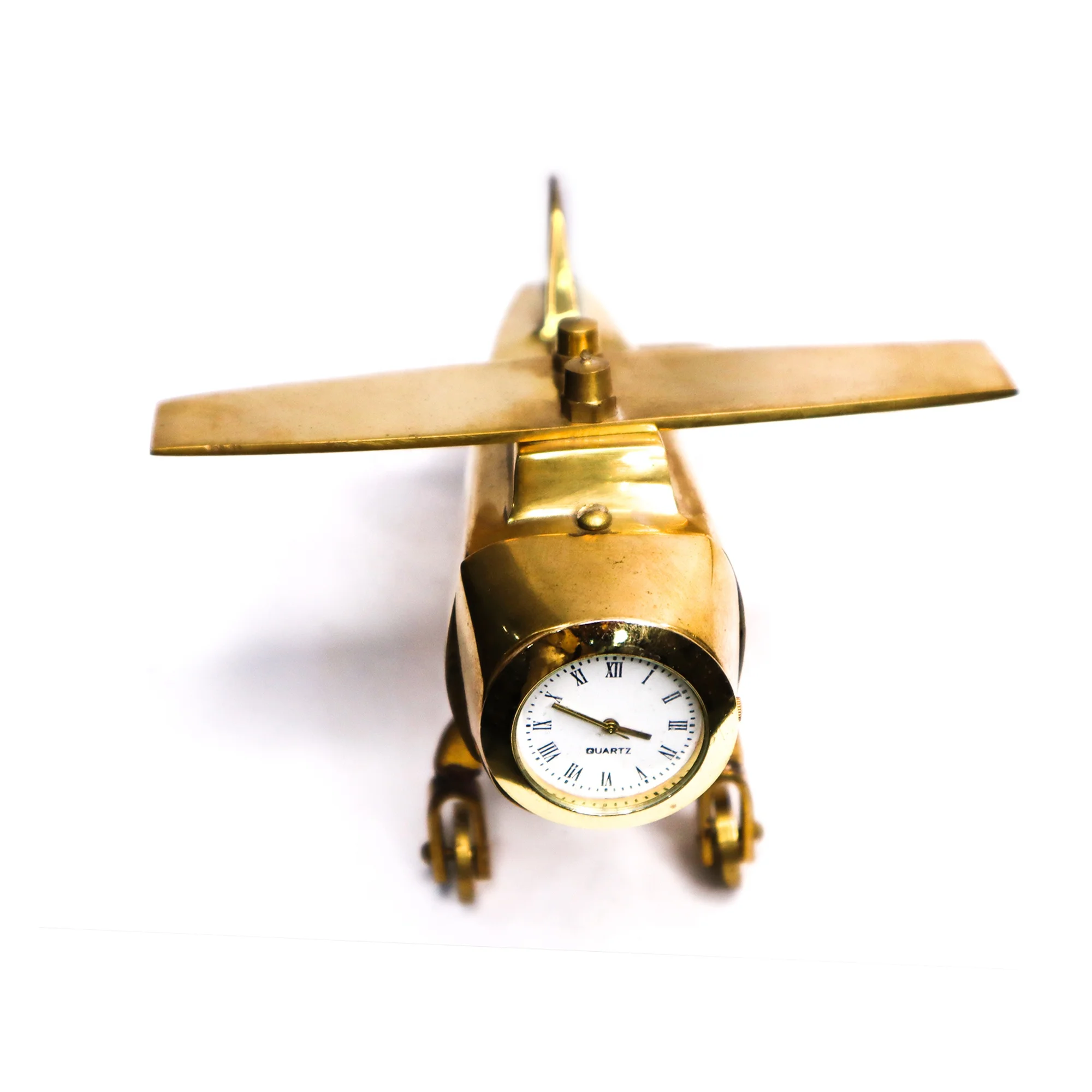 Decor Analog Table Clock Aircraft Design Metal Paper Weight Airplane