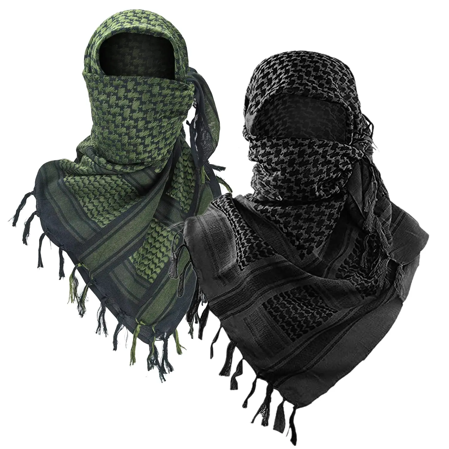 Luxns Military Shemagh 2 Pack Black&Green
