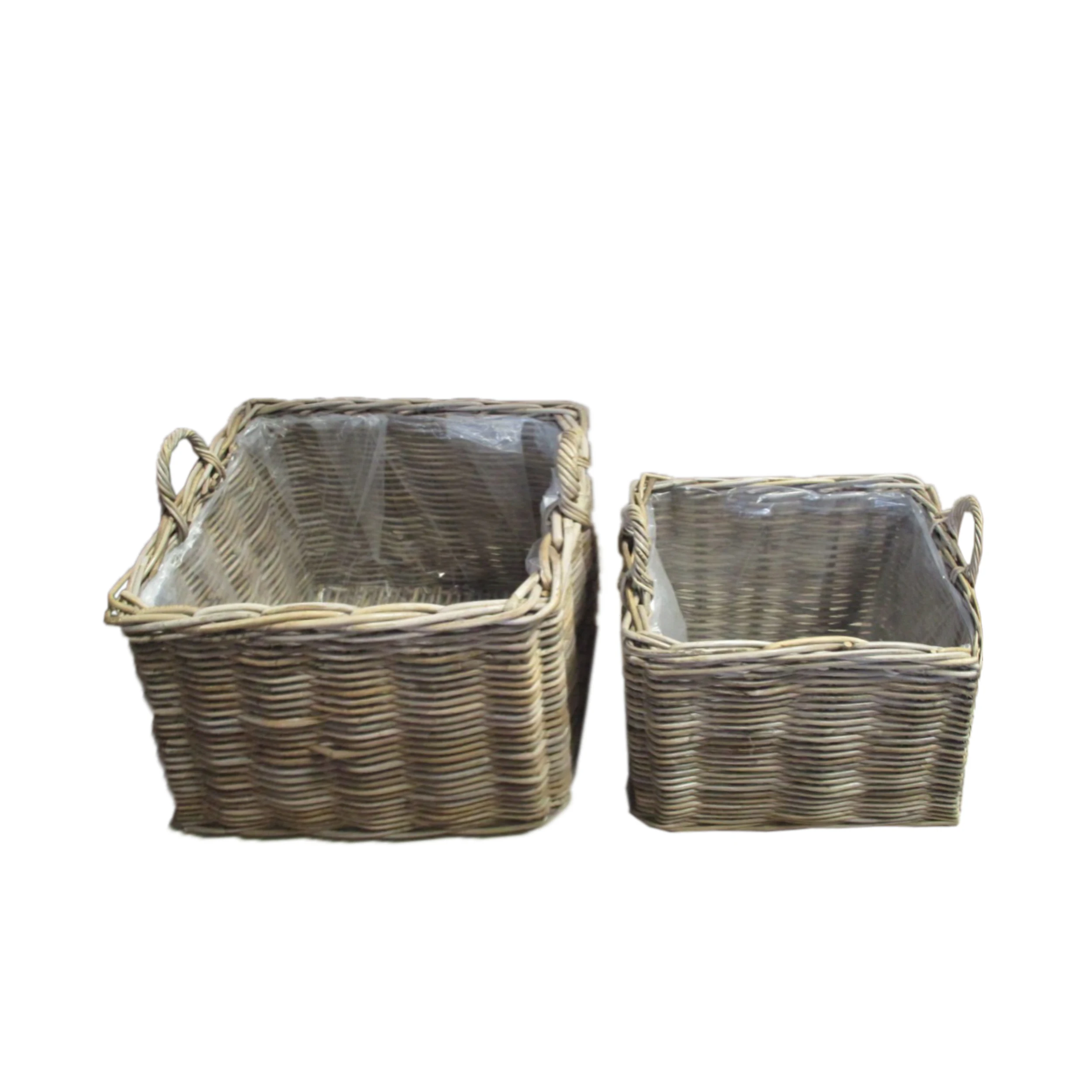 Cheap Price Hand Made Woven Rattan Wicker Sets Of 2 Round Basket For
