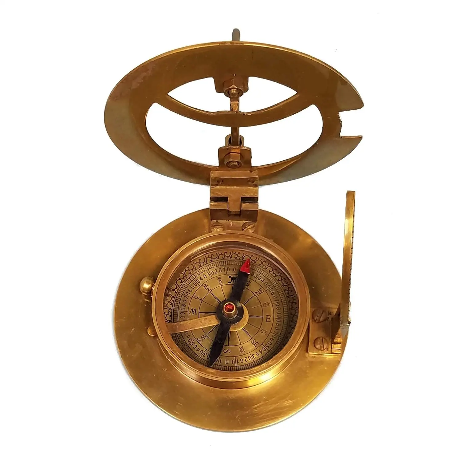 Cheap Brass Pocket Sundial Compass - Push Button Pocket Sundial Compass