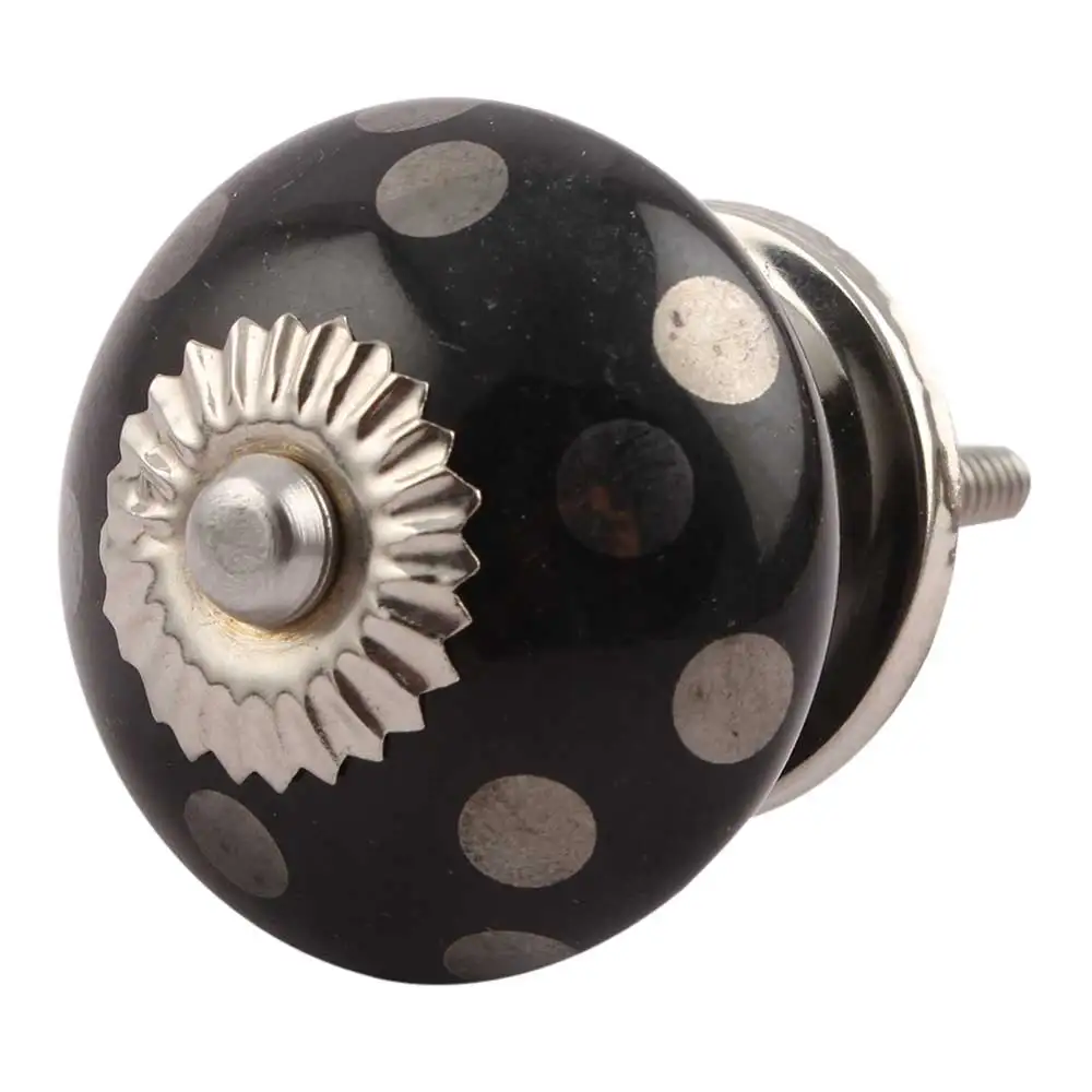 Wholesale Ceramic Kitchen Knobs Black Wardrobe Pulls Dot