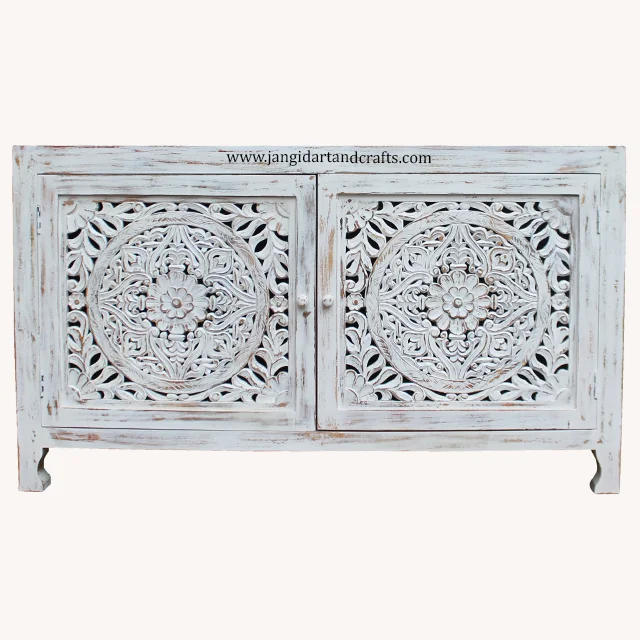 Rustic Ethnic Solid Wood Entryway Shabby Chic White Distress Mango