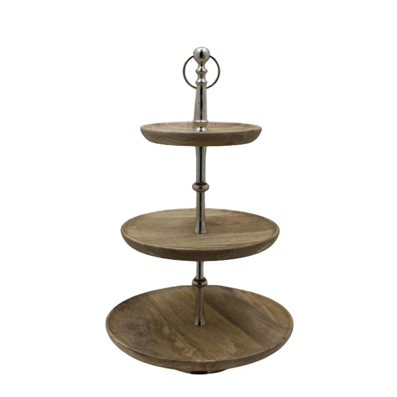 Aluminum 2 Tier Round Cake Stand With Base Rough Nickel Color Cake