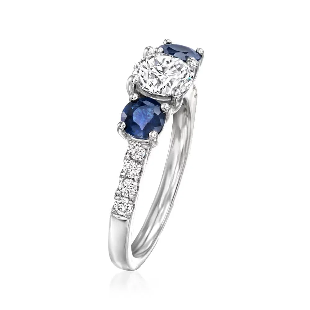 Lab-grown Diamonds And Sapphires 14k White Gold Ring | Elegant Fine ...