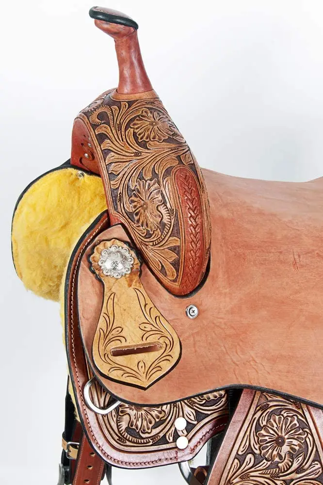 Handmade Genuine Leather Western Barrel Racing Full Carved Hot Seat