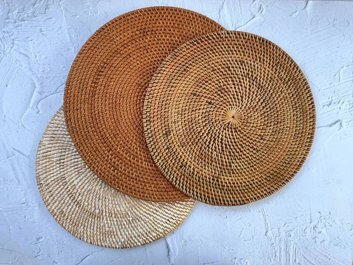 Wholesale Brown Rattan Placemat Recessed,Wicker Charger Plater For Wedding/ Dinning Table Home