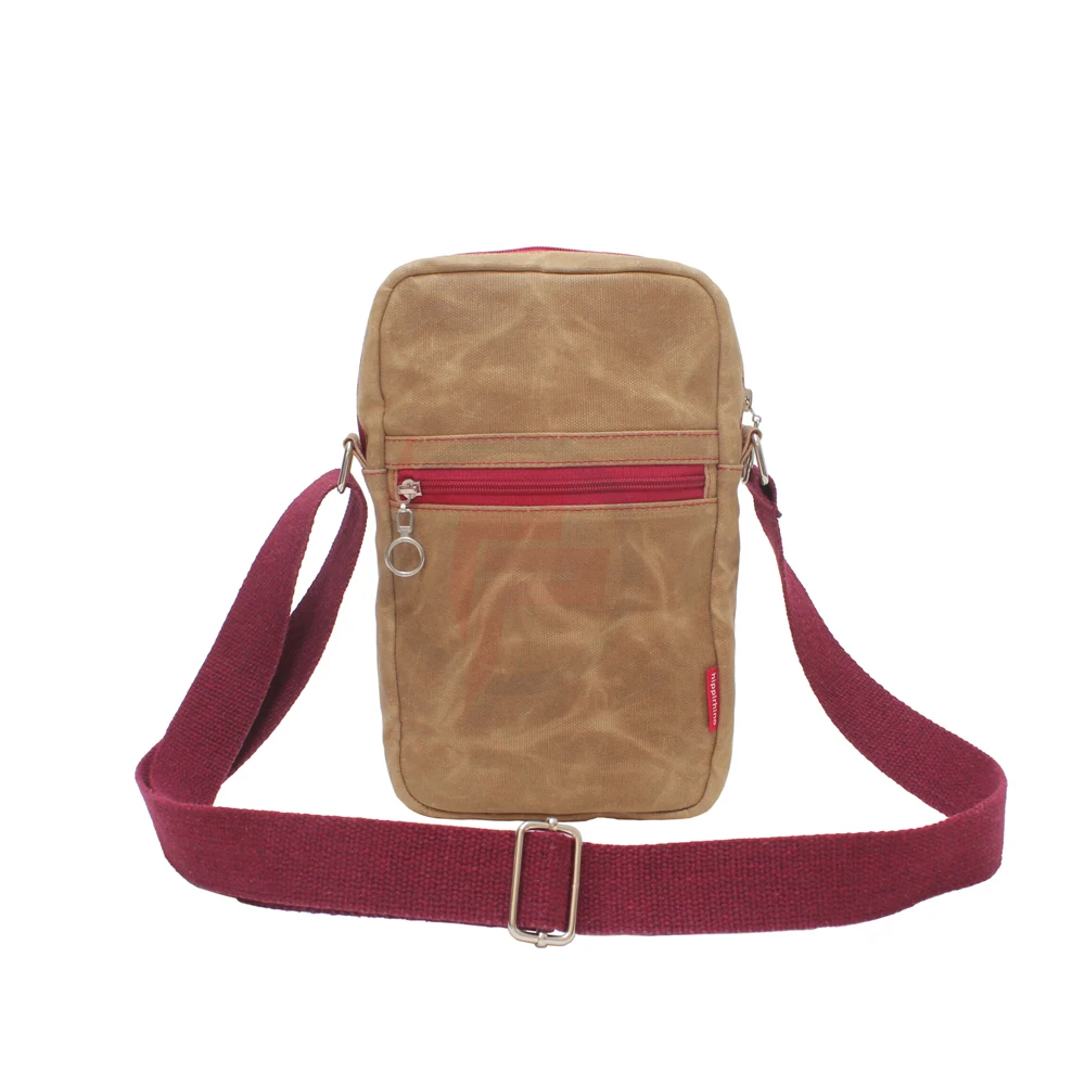 Small Unisex Waxed Canvas Crossbody Bag Passport Messenger Satchel Bag