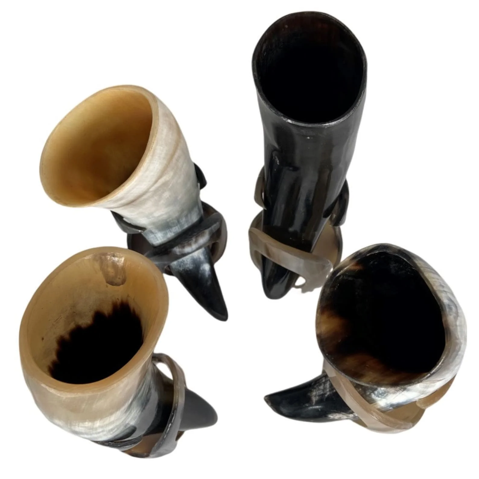 Genuine Viking Drinking Horn With Iron Stand Drinking Horn Carved Agate