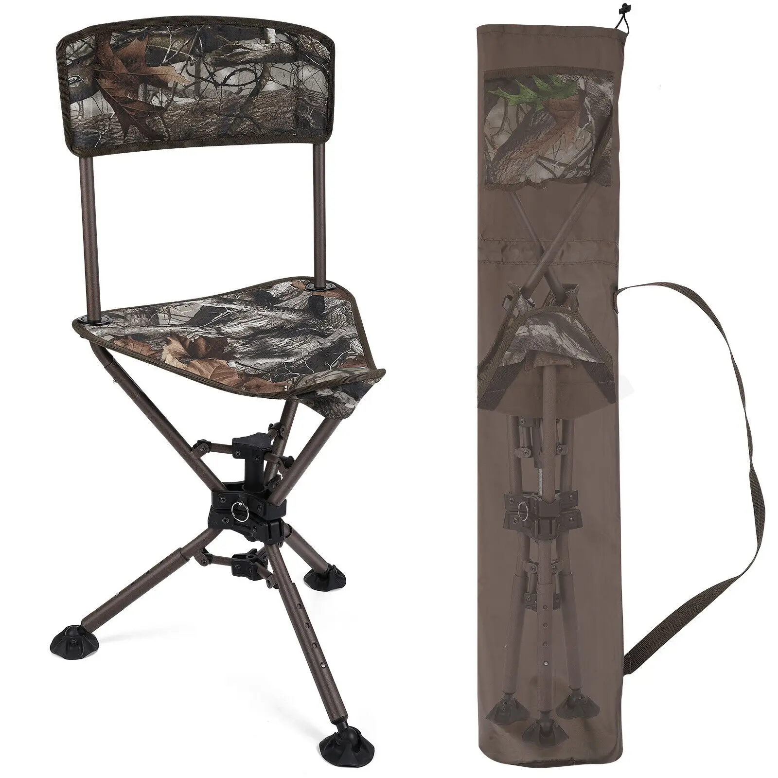 Tripod Swivel Hunting Chair Folding Blind Chair Camo Stool For Outdoor