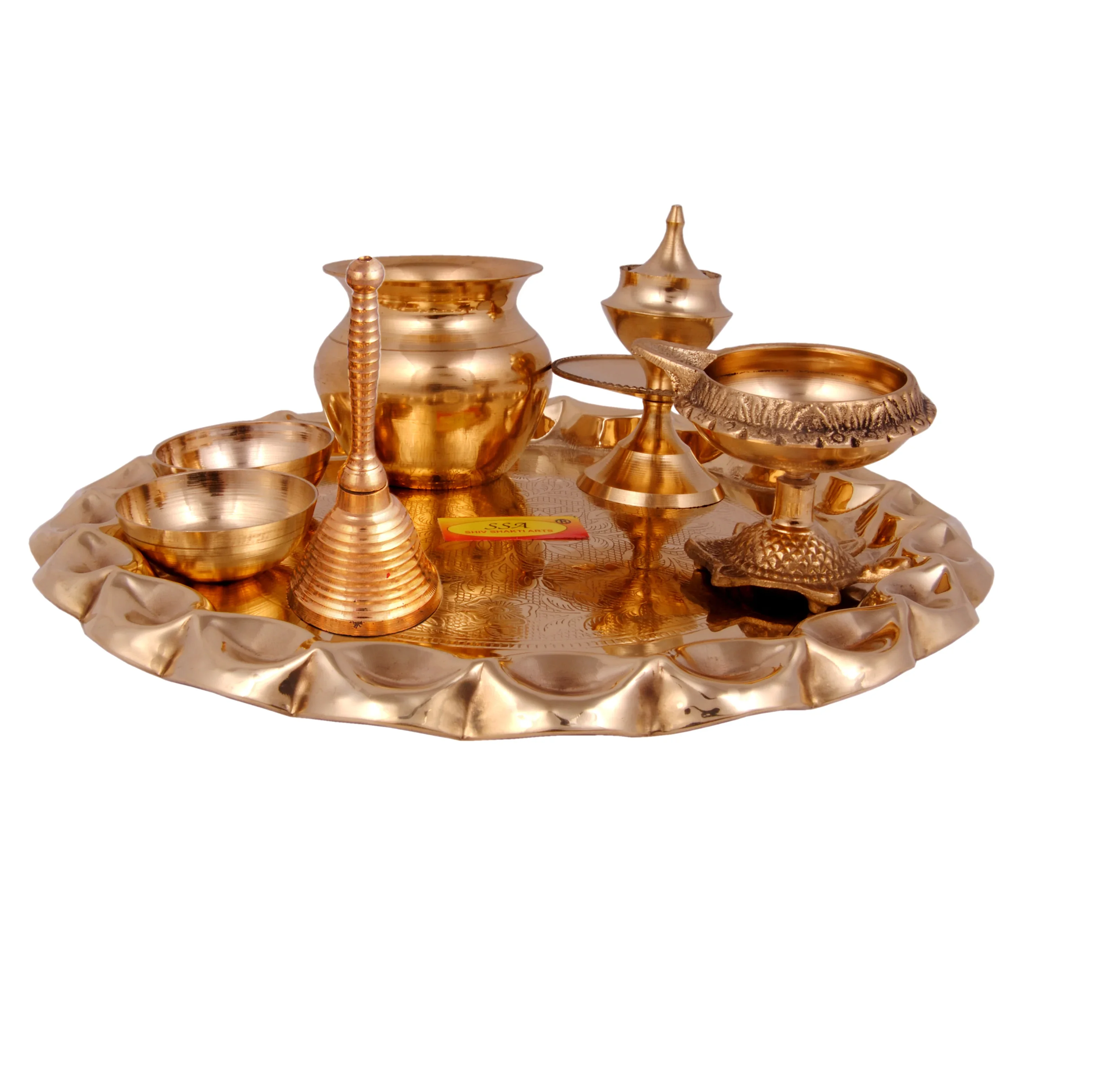 Standard Quality Brass Pooja Thali Set Handmade & Hand Crafted Puja