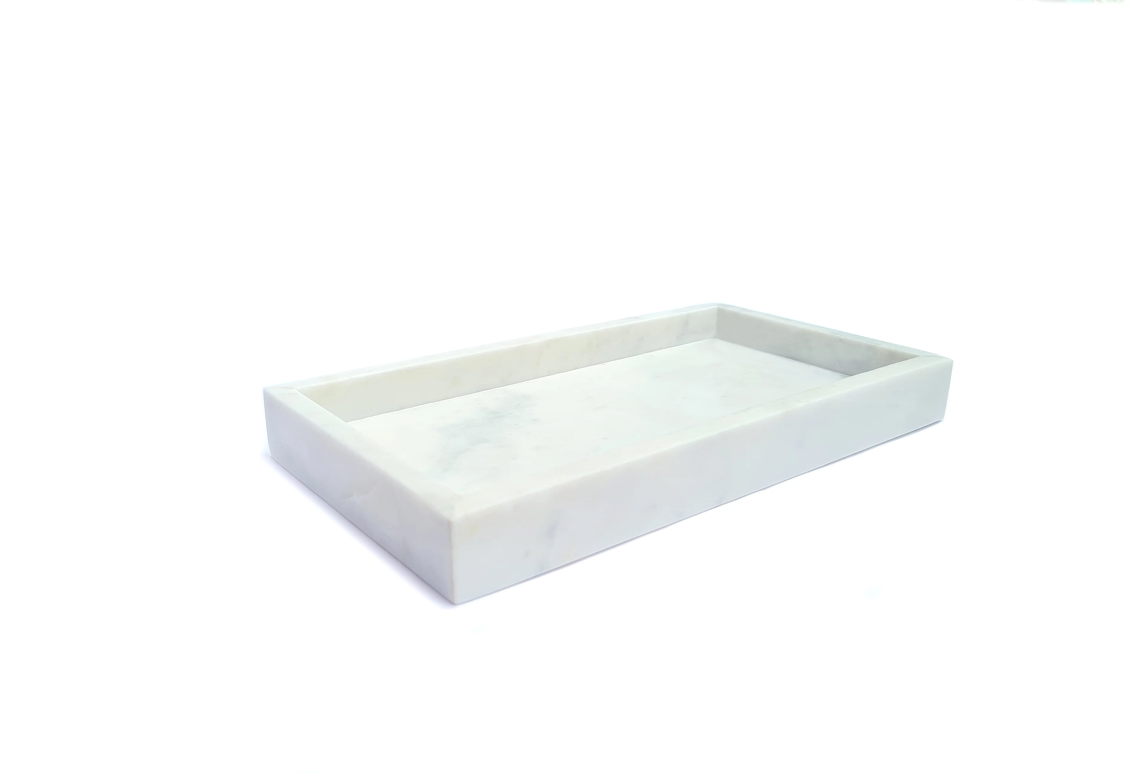 Luxurious White Marble Tray With Hammered Gold Edges With Metal Gold