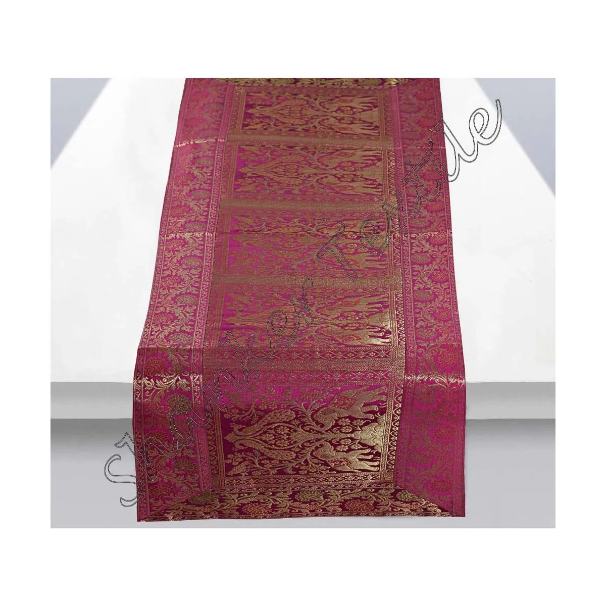 Christmas Indian Banarasi Silk Brocade Paisley Table Runner Dining