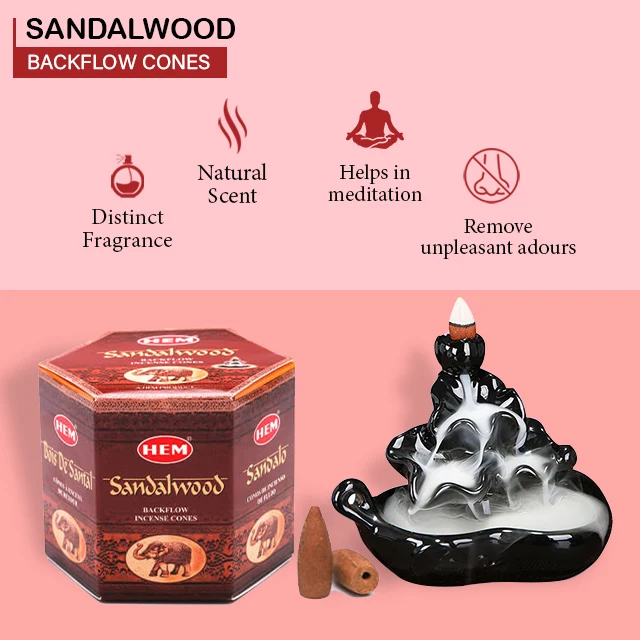 Hem Sandalwood Back Flow Cones (pack Of 12 Boxes) - Buy Hem Sandalwood ...