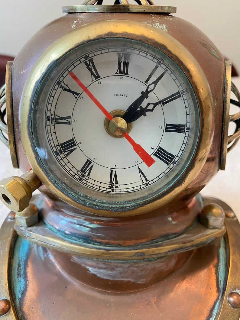 Nautical Styled Diving Helmet Clock With Working Clock. Buy Nautical