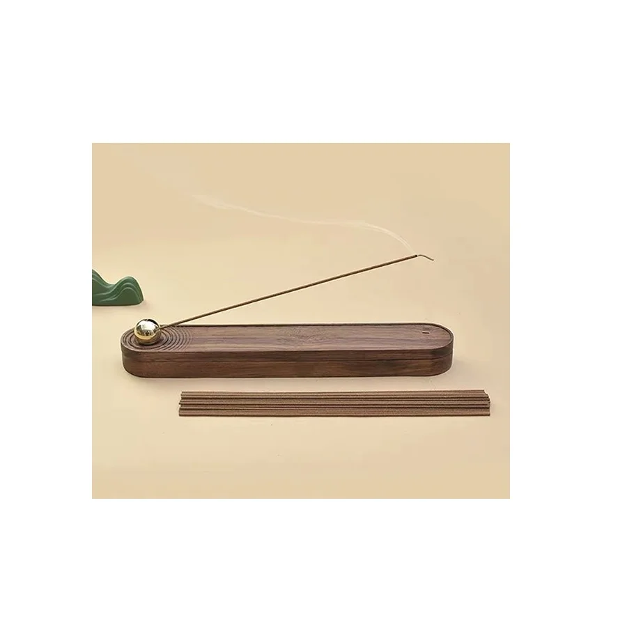 Sheesham Wood Incense Burner - Handmade Coffin Style Sun And Moon Inlay