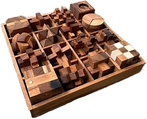 Wooden Puzzle Box Set Educational Games Brain Teasers 3D Wooden Puzzle ...