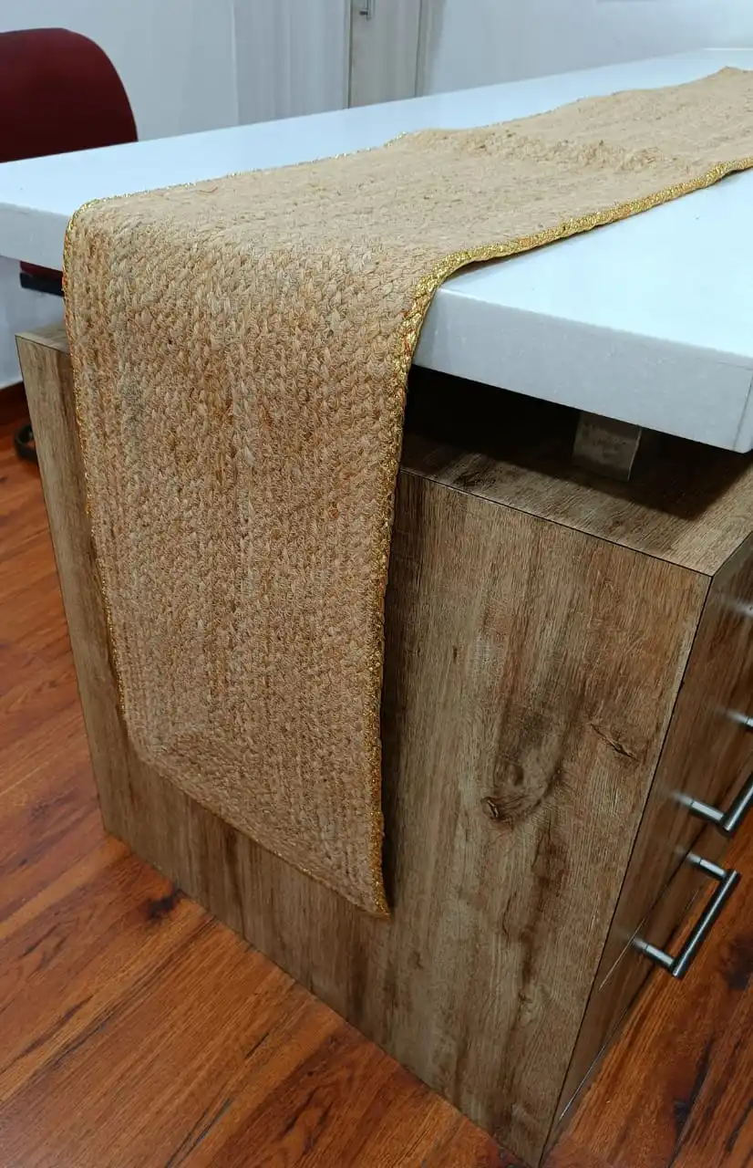 Hand Made Jute Table Runner With Golden Trim Buy Cheap Table Runners