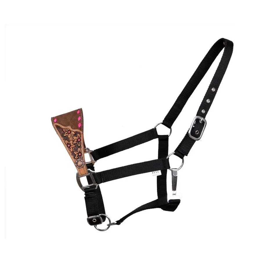 Anatomic Shape Crystal Halter Fancy Design High Quality Genuine Leather