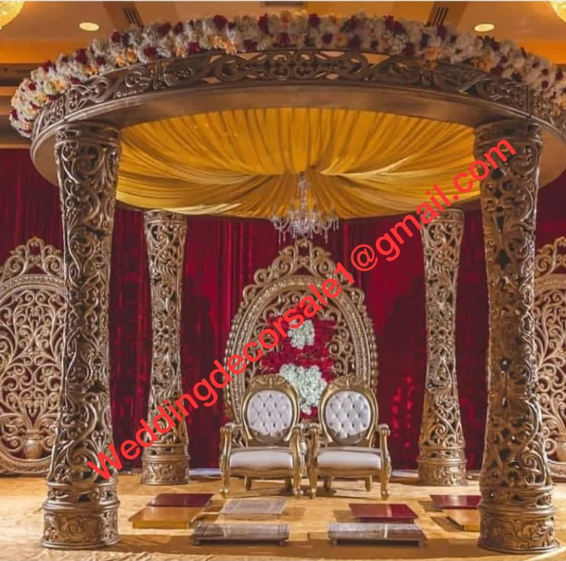 Wedding Mandap New Design Stage Set Fiber Bottle Crystal Pillars Stage