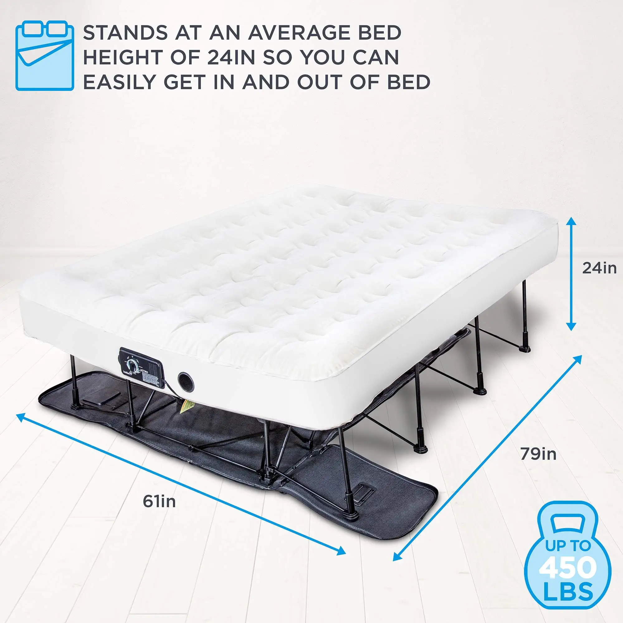 Ezbed Air Mattress With Frame & Rolling Case Self Inflatable Blow Up