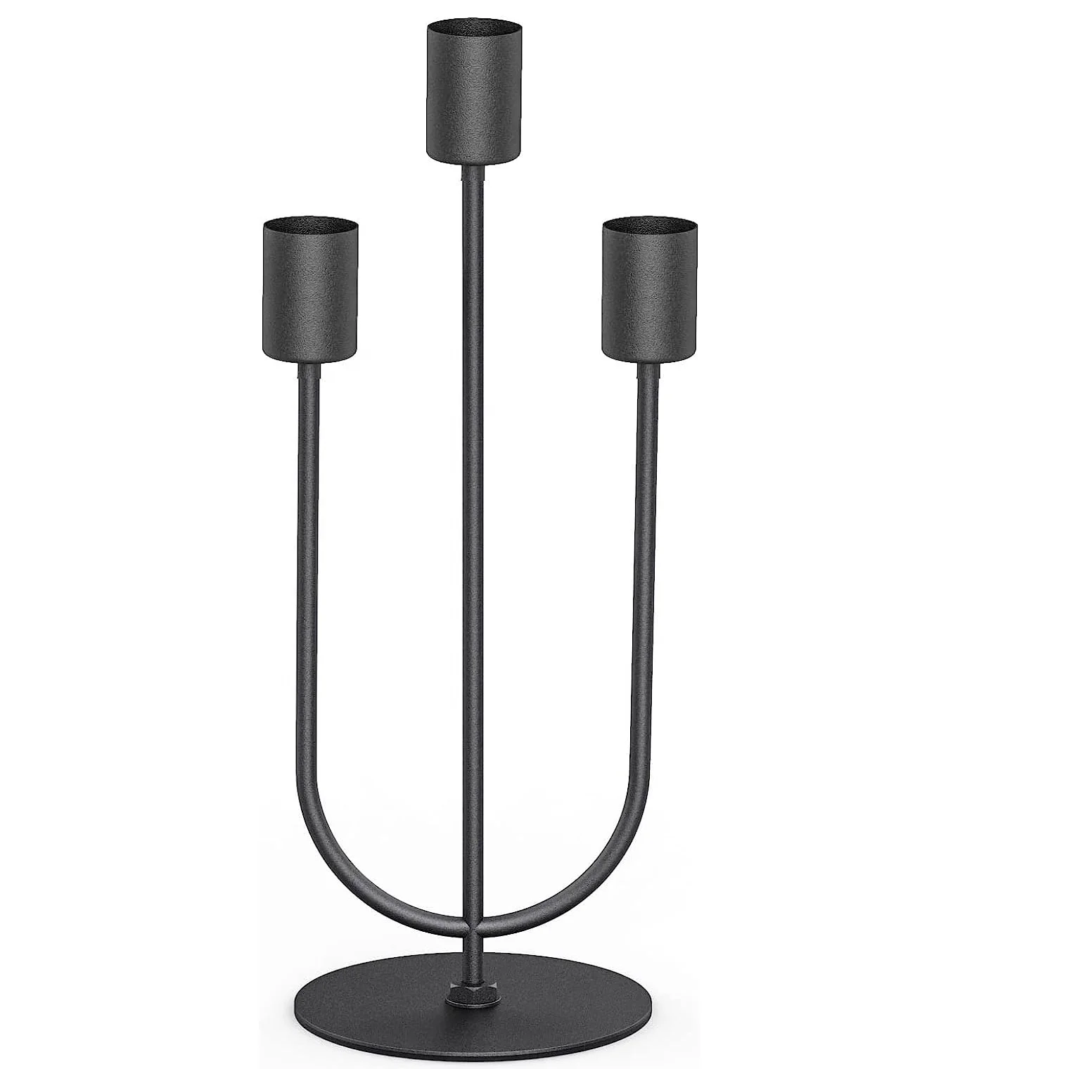 Simple And Captivated Design Home Decor Modern Black Candle Holder With Three Cylindrical Top