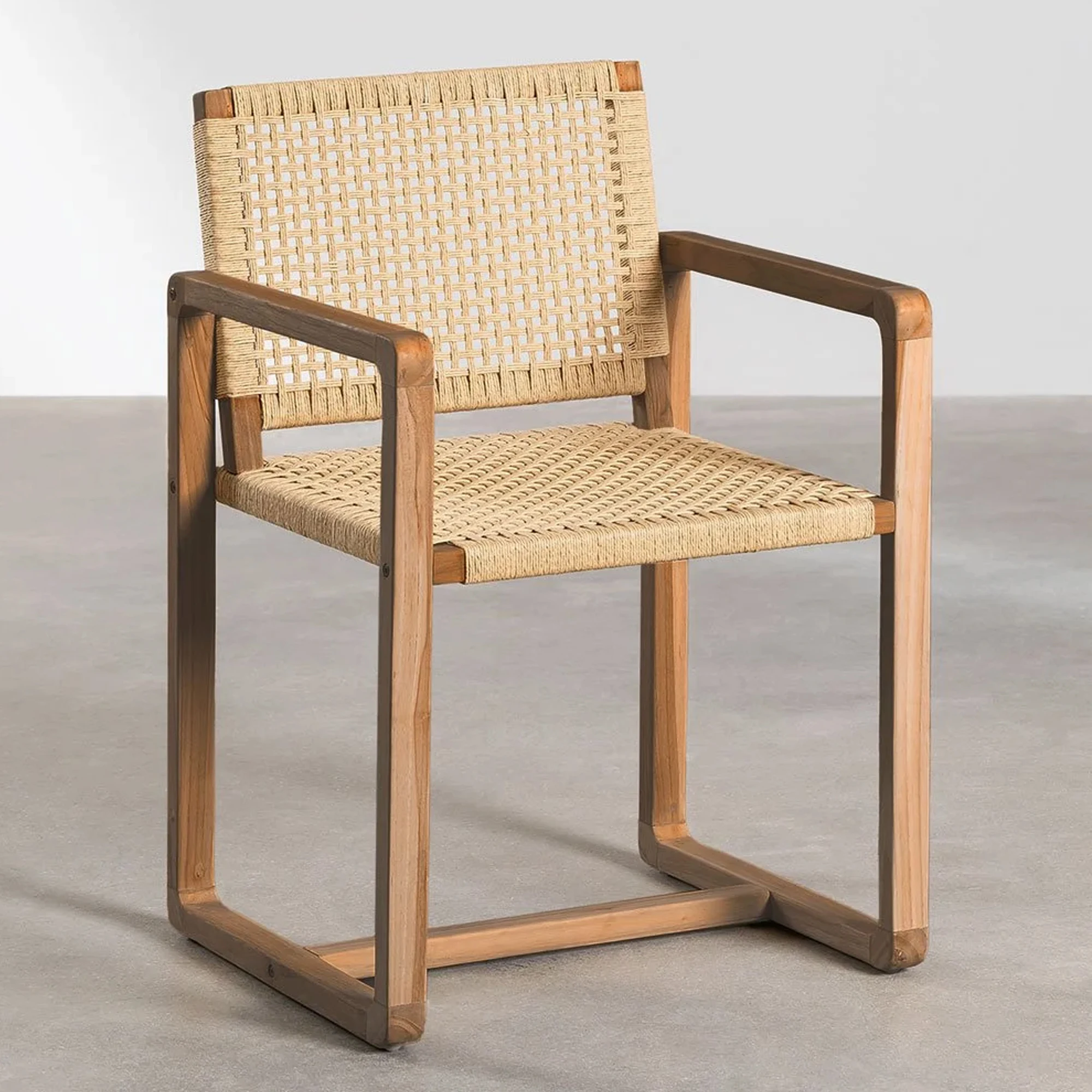 Outdoor Dining Chair Natural Teak Wood With Rattan Best Quality Wina