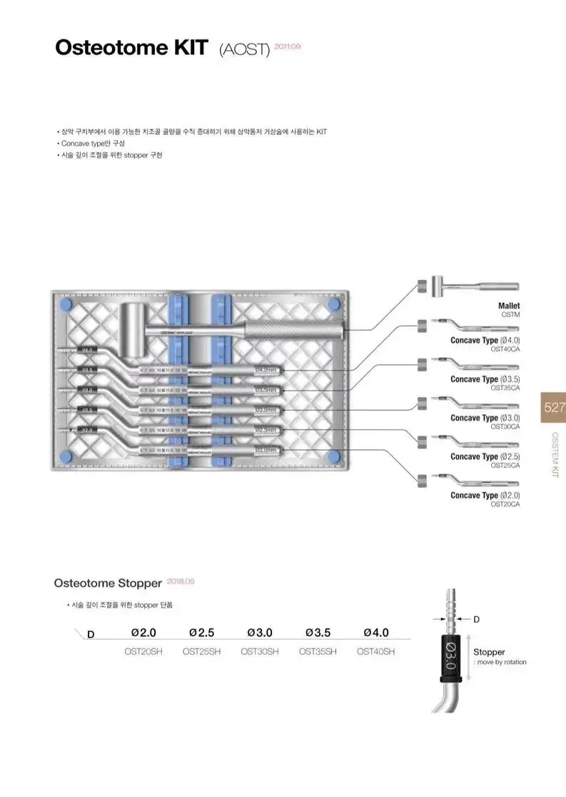 Osstem Implant Osteotome Kit Concave Dental Implant Titanium Maxillary
