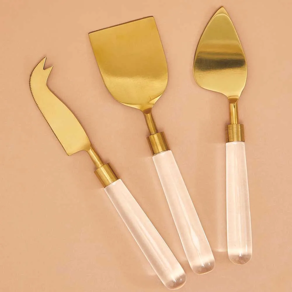 Silver Loop Handle Cheese Set Cheese Knife Set With Wood Handle Cheese