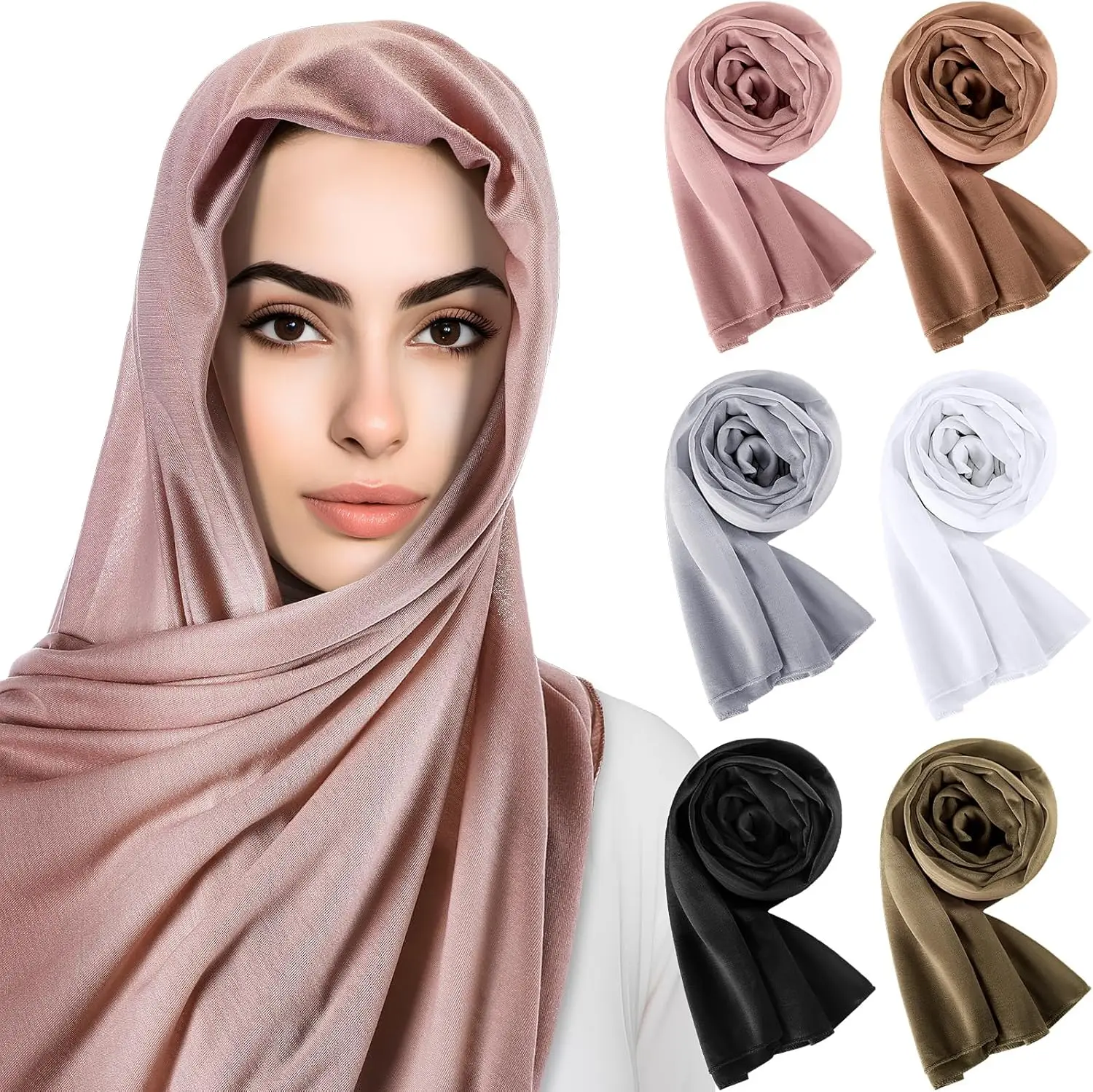 6 Pack Jersey Hijab Scarves